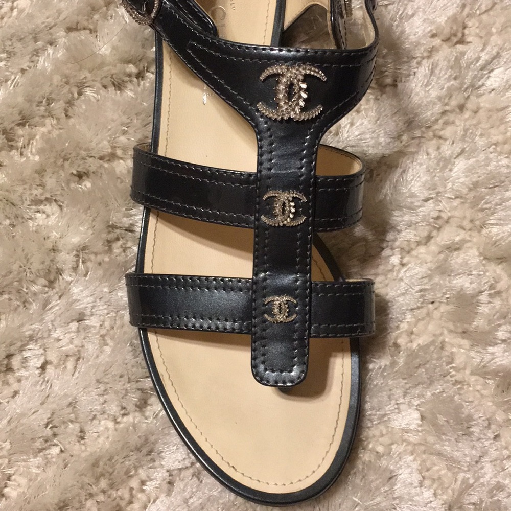 Chanel sandals turquoise blue grey Great condition - Picture 4 of 7